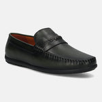 Men's Bugatti drivers green leather shoes with a round toe and apron toe , a tpr outsole.