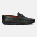 Men's Bugatti drivers green leather shoes with a round toe and apron toe , a tpr outsole.