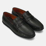 Men's Bugatti drivers green leather shoes with a round toe and apron toe , a tpr outsole.