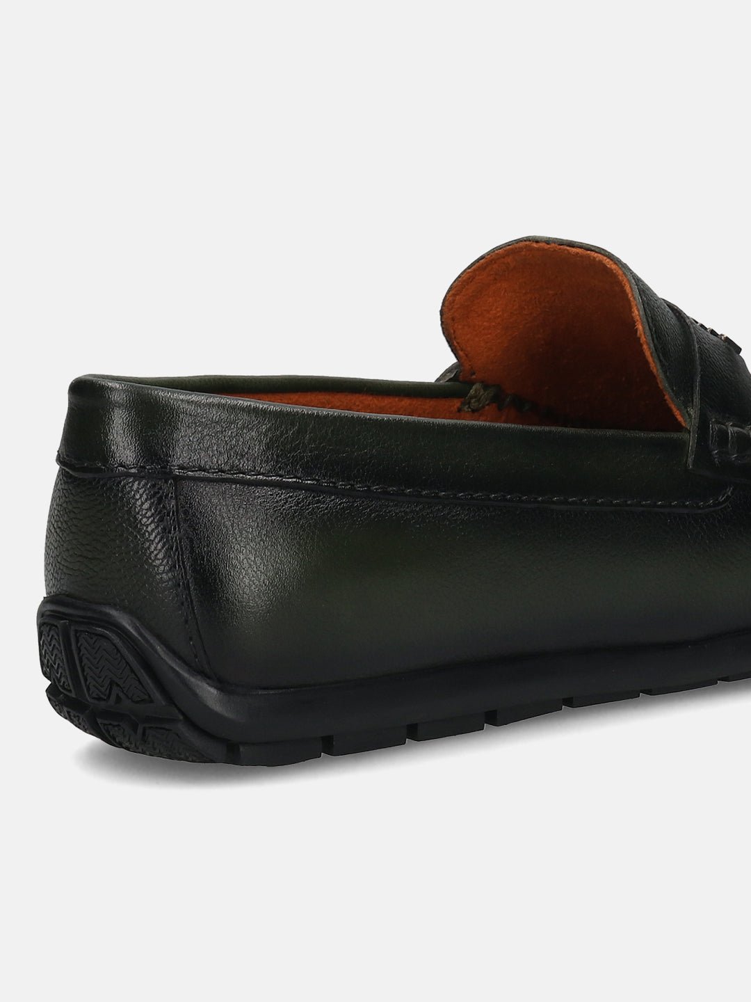 Men's Bugatti drivers green leather shoes with a round toe and apron toe , a tpr outsole.
