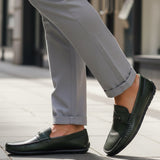 bugatti Linex dark green  Premium Leather Comfort Slip-Ons Casual