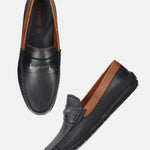 Men's Bugatti drivers blue leather shoes with a round toe and apron toe , a tpr outsole.