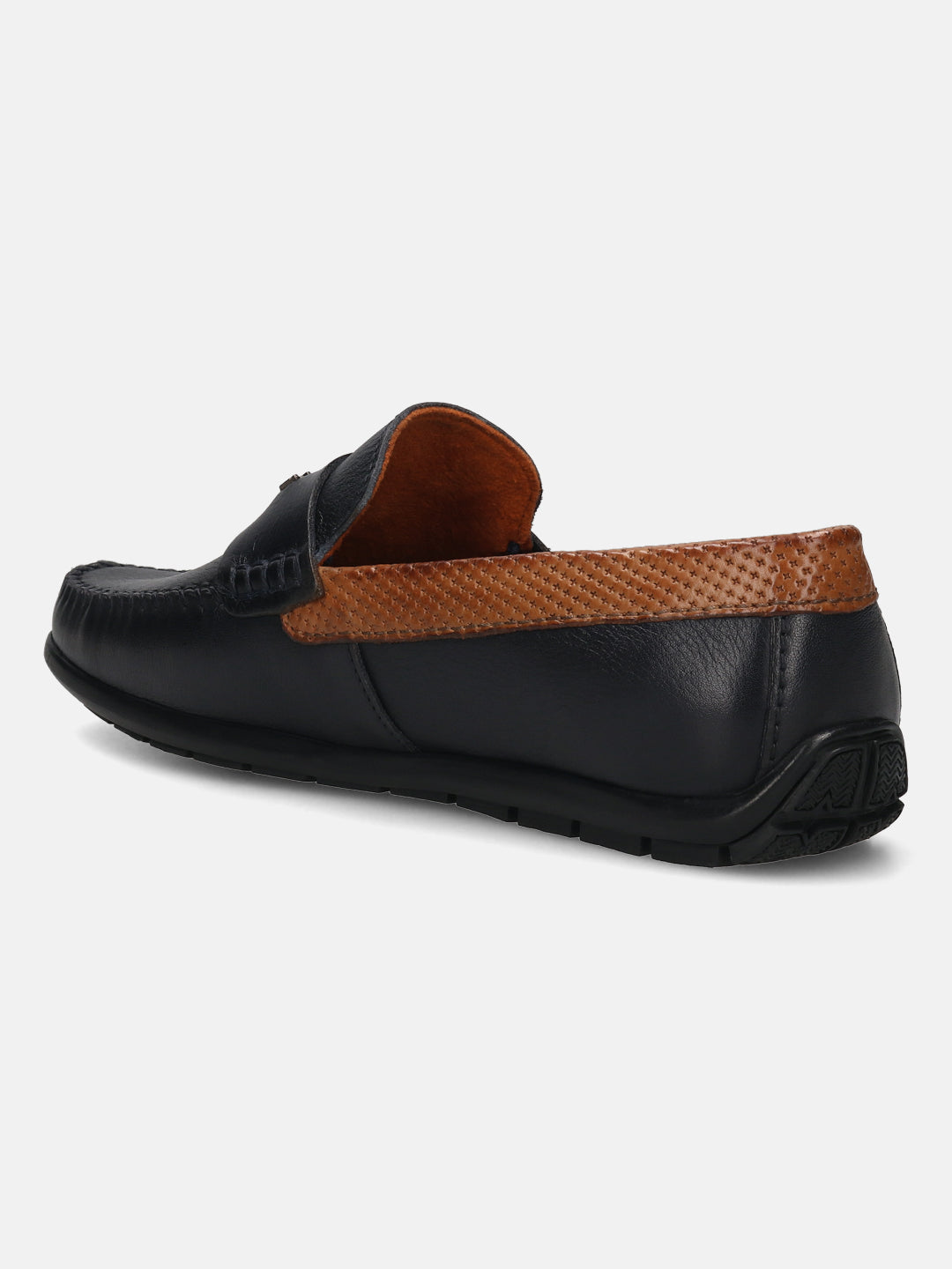Men's Bugatti drivers blue leather shoes with a round toe and apron toe , a tpr outsole.