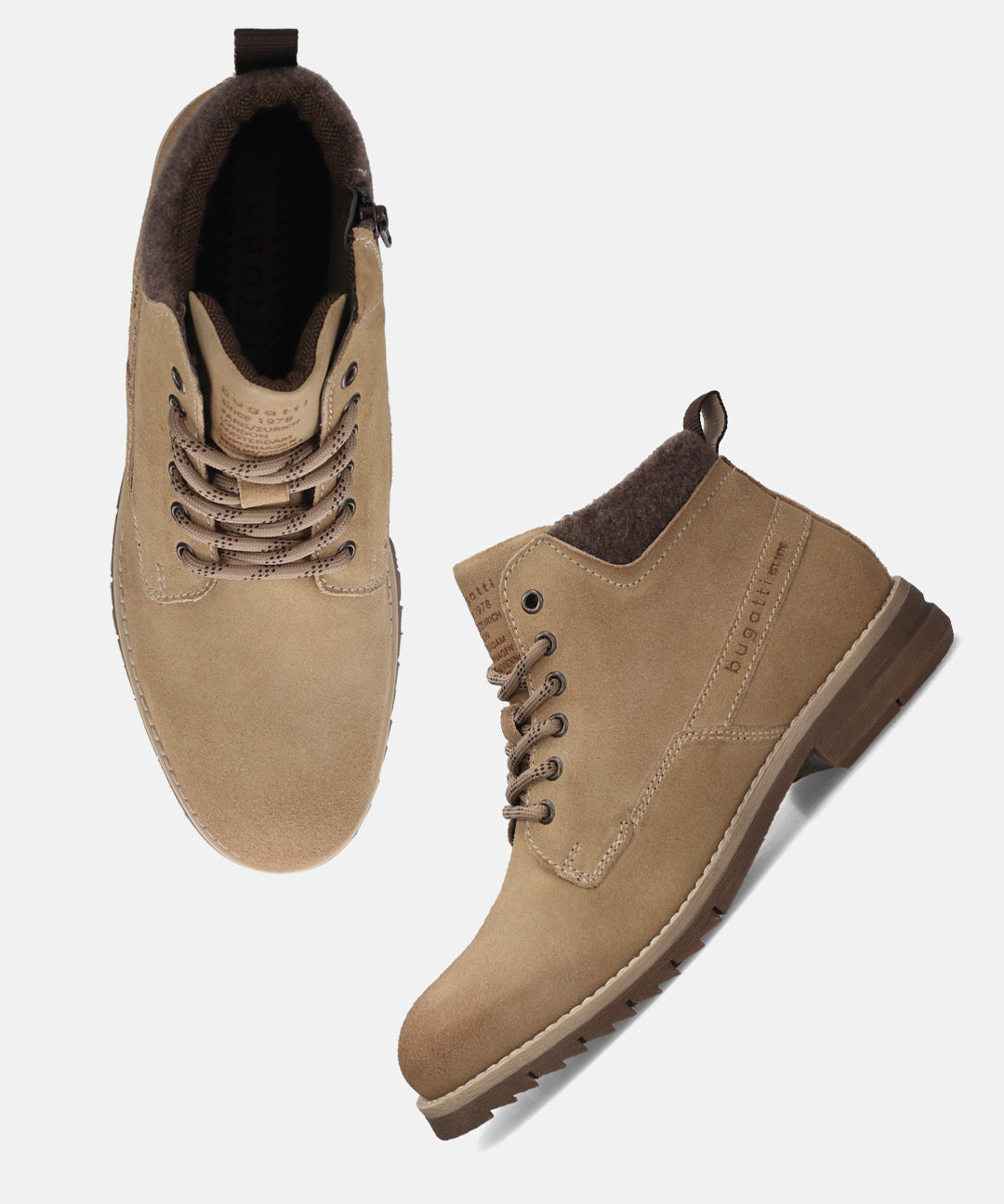 Bugatti Lee men’s yellow leather casual boots with lace-up design