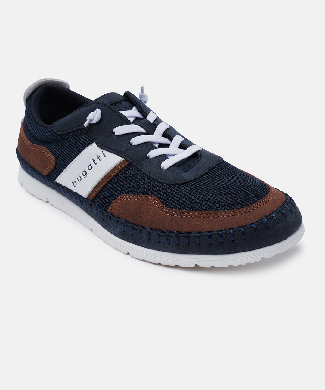 A blue Men's bugatti Sneakers featuring a round plain toe, zero heels heel. Made from synthetic with a durable tpr outsole, this laces design offers both style and comfort.