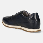 Men's Bugatti leather blue leather shoes with a round toe , a tpr outsole , and laces fastening.