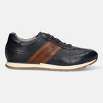 Men's Bugatti leather blue leather shoes with a round toe , a tpr outsole , and laces fastening.