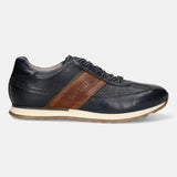 Men's Bugatti leather blue leather shoes with a round toe , a tpr outsole , and laces fastening.