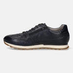 Men's Bugatti leather blue leather shoes with a round toe , a tpr outsole , and laces fastening.