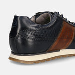 Men's Bugatti leather blue leather shoes with a round toe , a tpr outsole , and laces fastening.