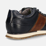 Men's Bugatti leather blue leather shoes with a round toe , a tpr outsole , and laces fastening.