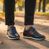 bugatti Ivar dark blue  Premium Leather Comfort Sneakers