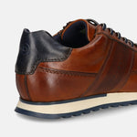 Men's Bugatti leather cognac leather shoes with a round toe , a tpr outsole , and laces fastening.