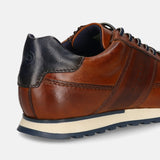 Men's Bugatti leather cognac leather shoes with a round toe , a tpr outsole , and laces fastening.