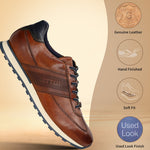 Men's Bugatti leather cognac leather shoes with a round toe , a tpr outsole , and laces fastening.