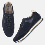 Men's Bugatti leather blue leather shoes with a round toe , a tpr outsole , and laces fastening.