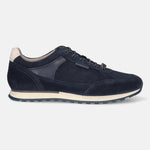Men's Bugatti leather blue leather shoes with a round toe , a tpr outsole , and laces fastening.