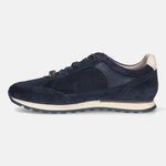 Men's Bugatti leather blue leather shoes with a round toe , a tpr outsole , and laces fastening.