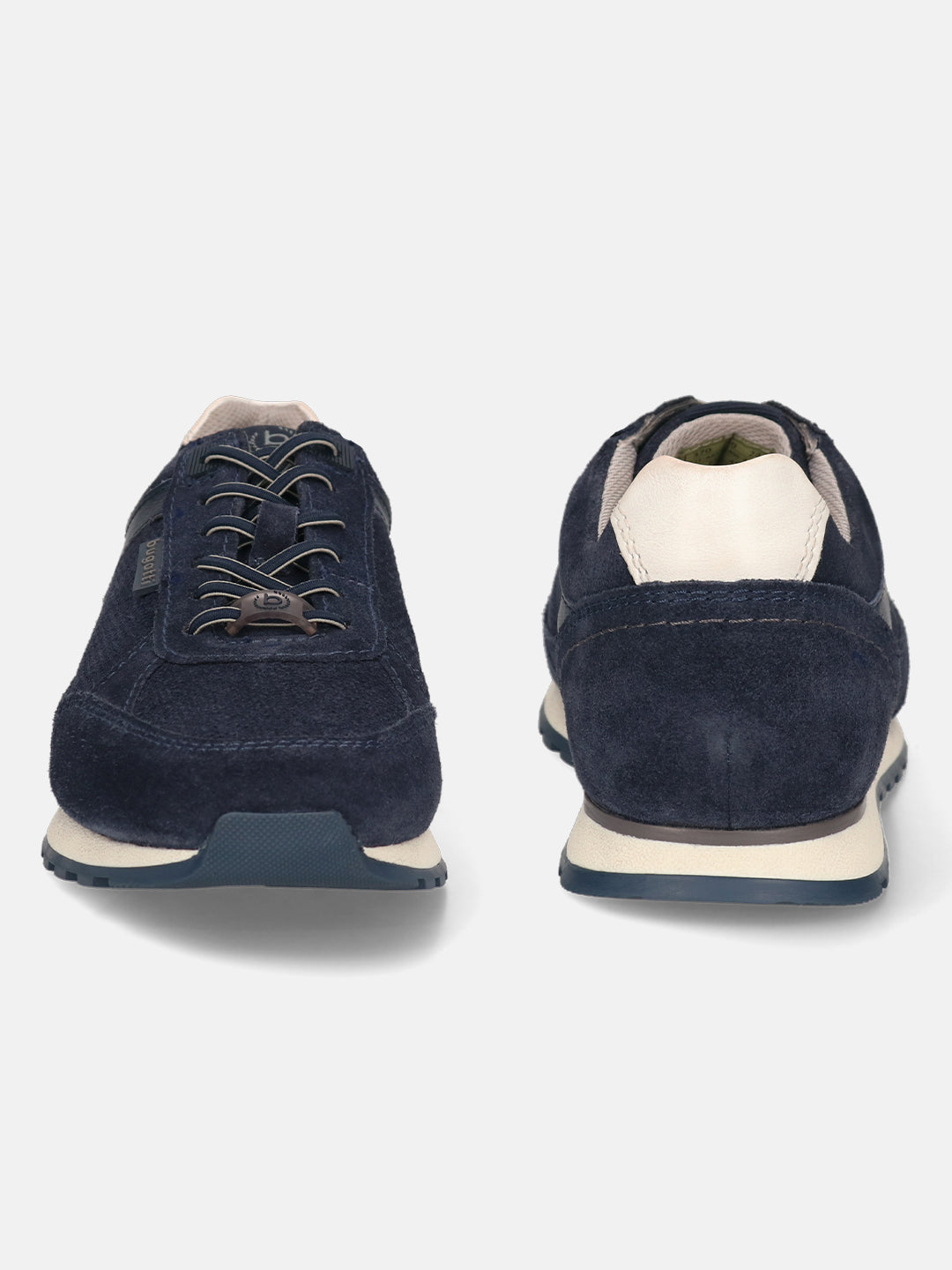 Men's Bugatti leather blue leather shoes with a round toe , a tpr outsole , and laces fastening.