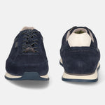 Men's Bugatti leather blue leather shoes with a round toe , a tpr outsole , and laces fastening.