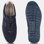 Men's Bugatti leather blue leather shoes with a round toe , a tpr outsole , and laces fastening.