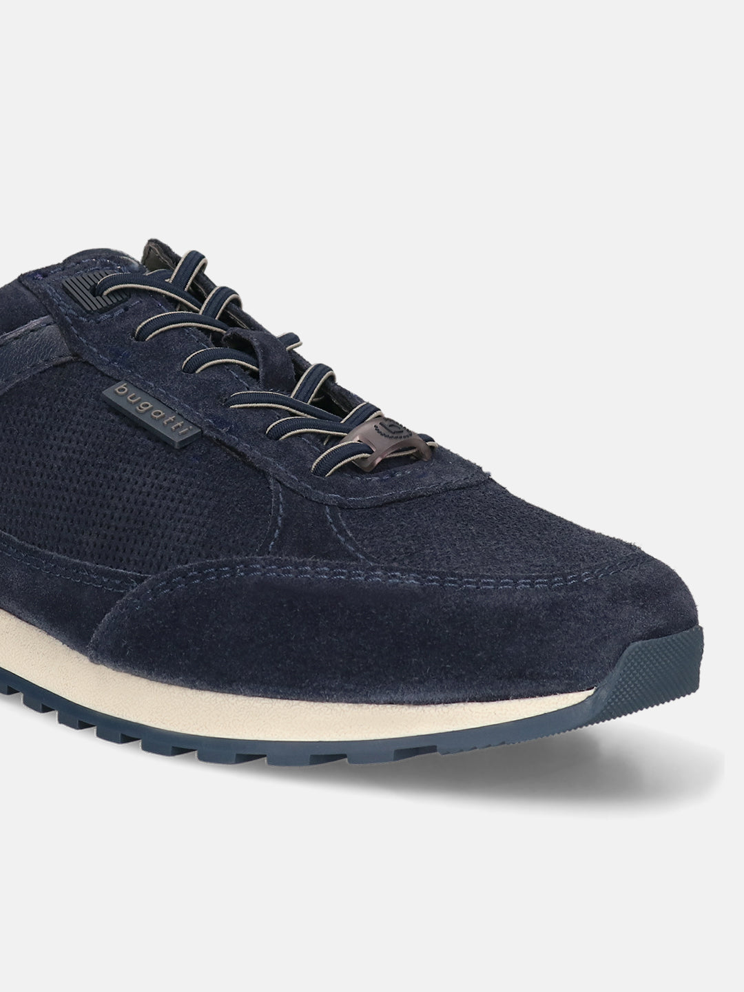 Men's Bugatti leather blue leather shoes with a round toe , a tpr outsole , and laces fastening.