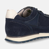 Men's Bugatti leather blue leather shoes with a round toe , a tpr outsole , and laces fastening.