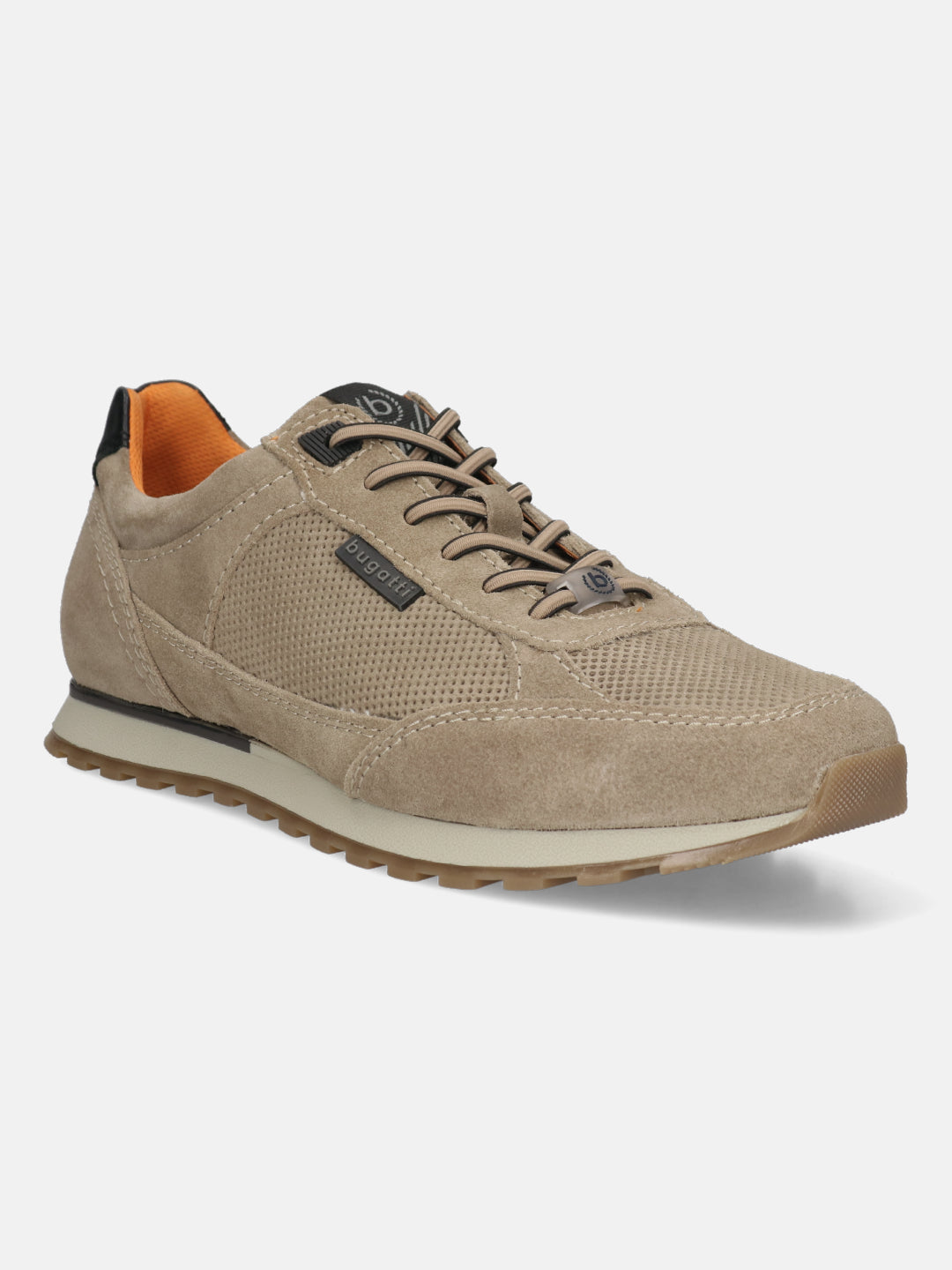 Men's Bugatti leather beige leather shoes with a round toe , a tpr outsole , and laces fastening.