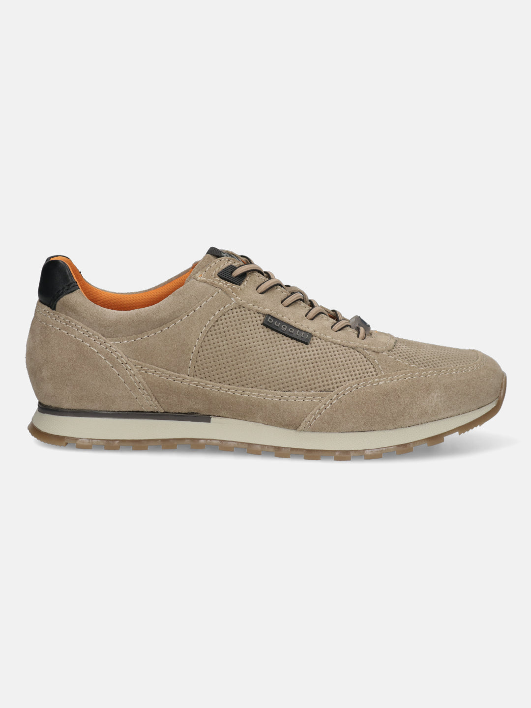 Men's Bugatti leather beige leather shoes with a round toe , a tpr outsole , and laces fastening.
