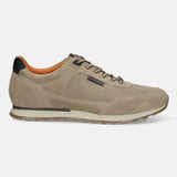 Men's Bugatti leather beige leather shoes with a round toe , a tpr outsole , and laces fastening.