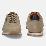 Men's Bugatti leather beige leather shoes with a round toe , a tpr outsole , and laces fastening.