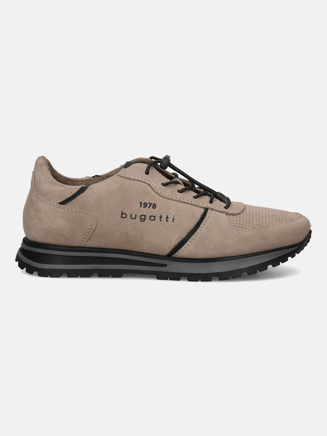 A beige Men's bugatti Sneakers featuring a round plain toe, zero heels heel. Made from suede leather with a durable tpr outsole, this laces design offers both style and comfort.