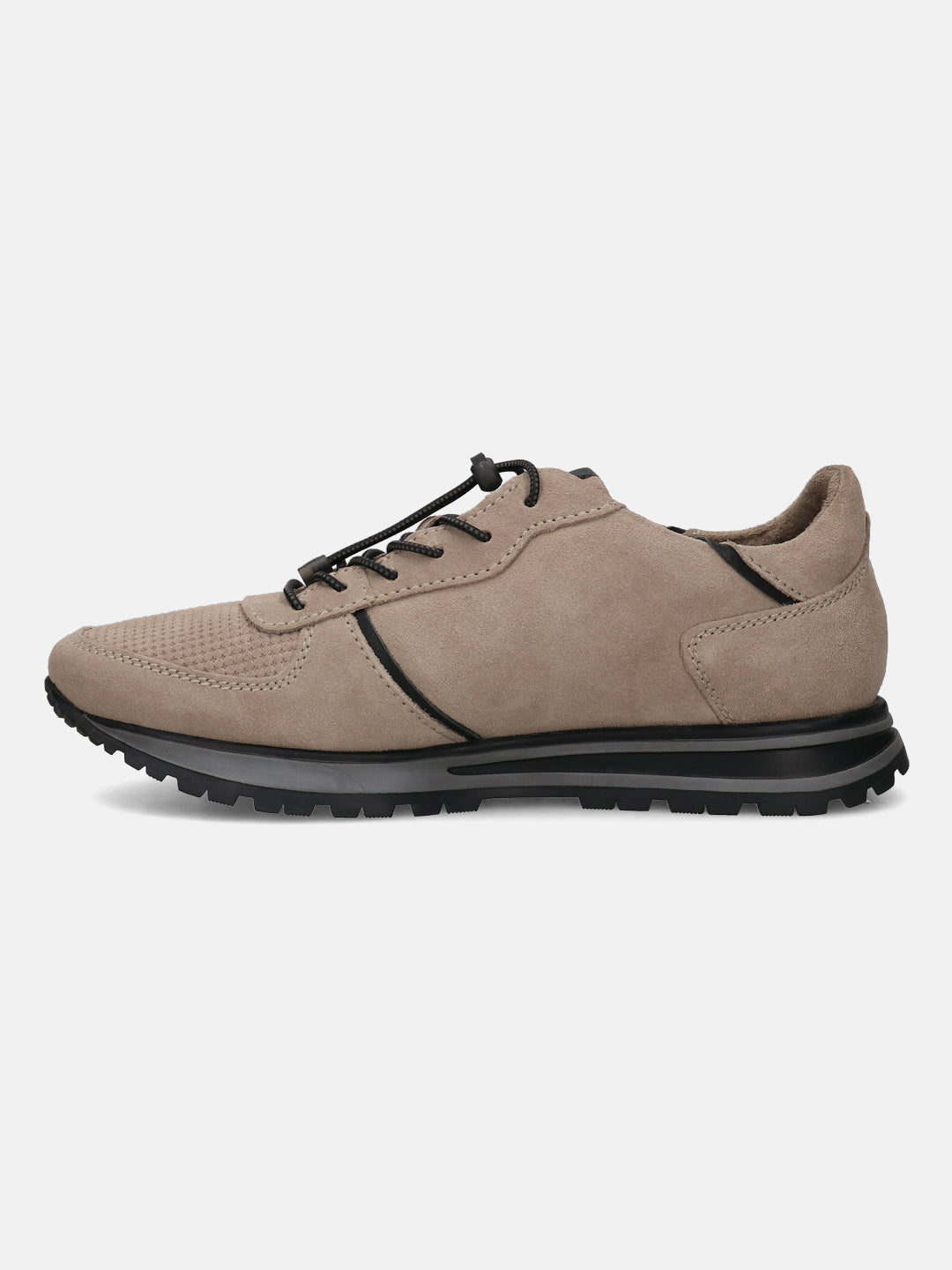 A beige Men's bugatti Sneakers featuring a round plain toe, zero heels heel. Made from suede leather with a durable tpr outsole, this laces design offers both style and comfort.