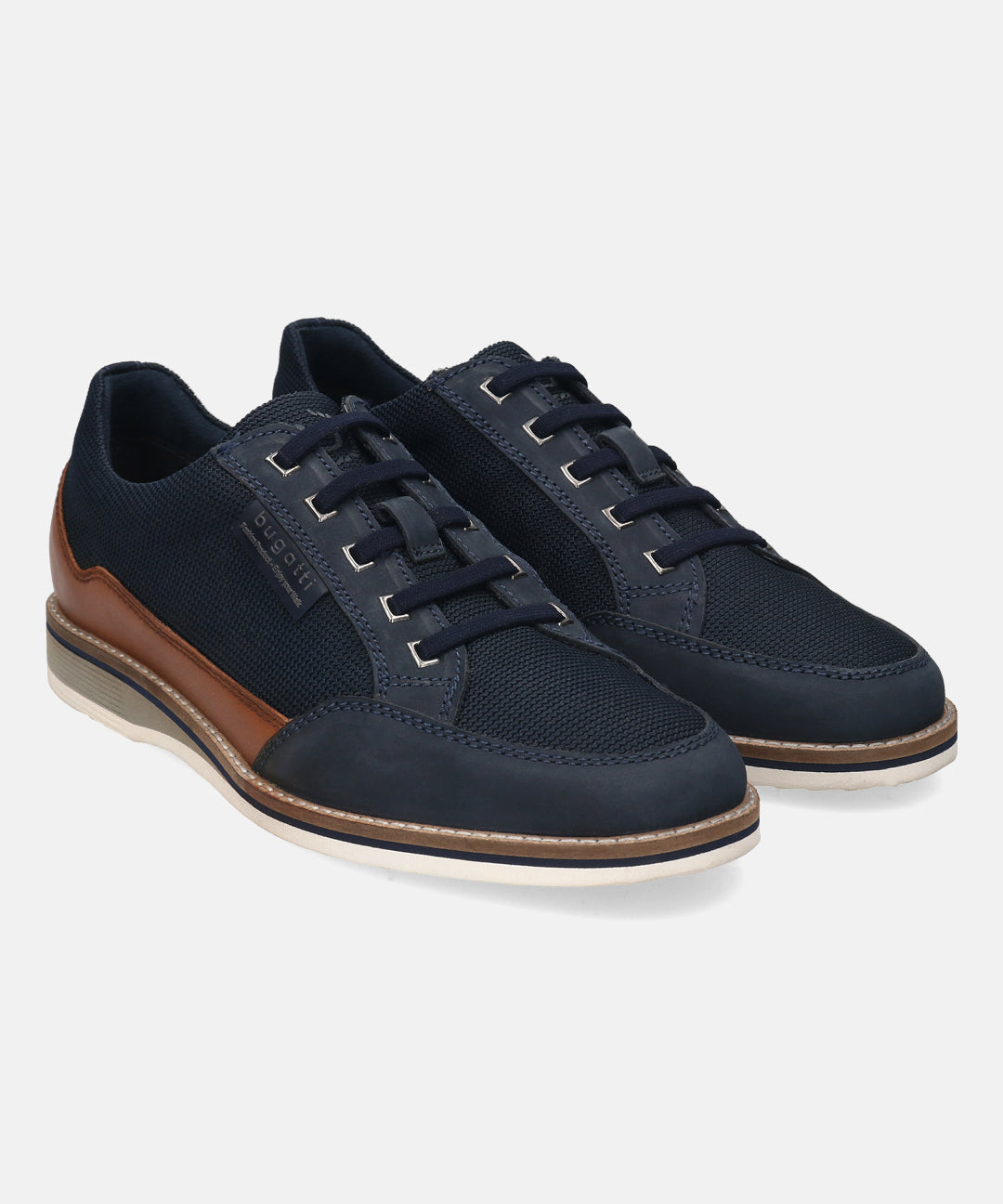 A blue Men's bugatti Casuals Shoes featuring a round plain toe, zero heels heel. Made from textile with a durable eva outsole, this laces design offers both style and comfort.