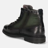 bugatti Black & Dark Green Premium Leather Ankle Boots