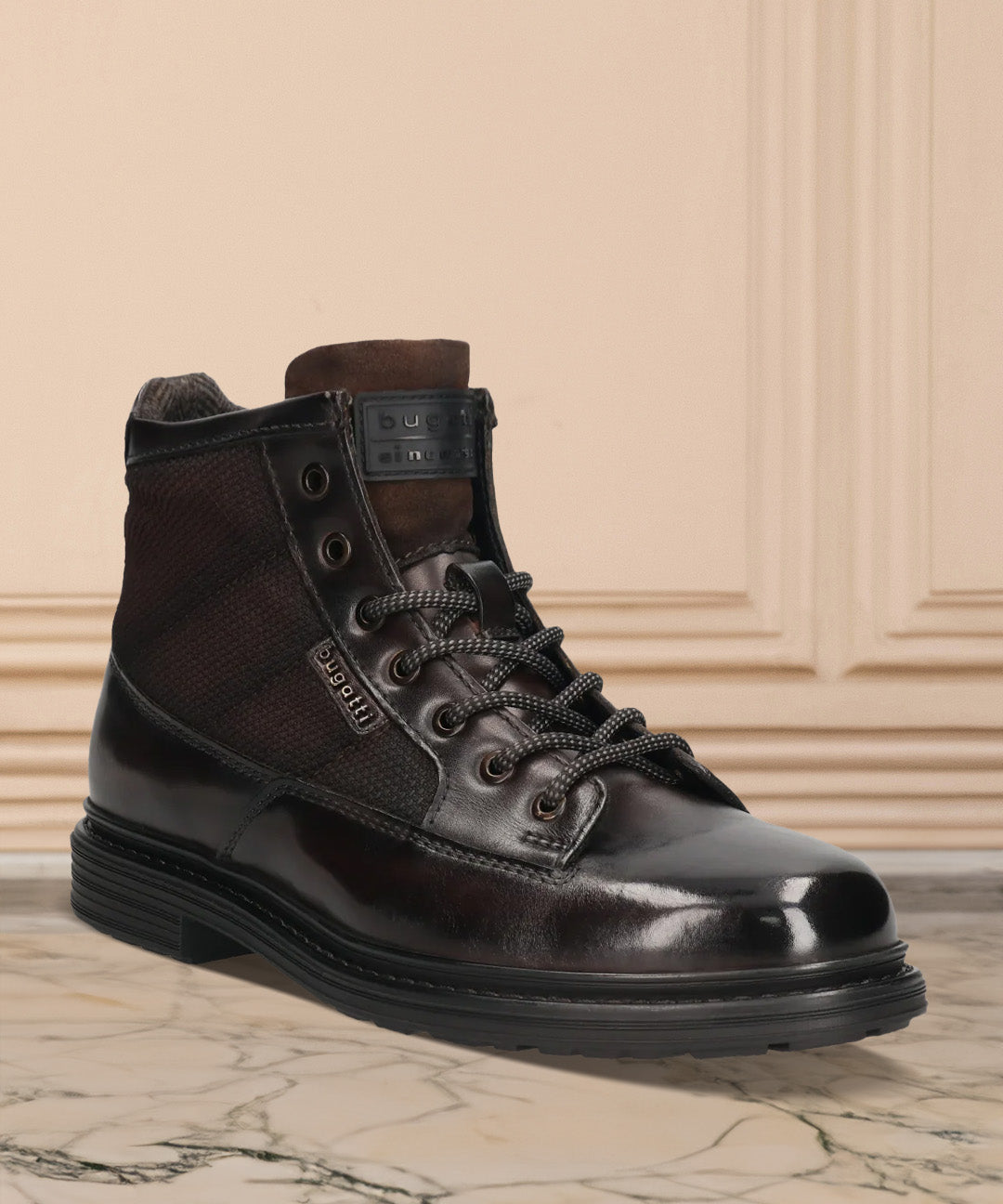 A brown Men's bugatti Ankle Boots featuring a round toe plain toe, moulded  heel. Made from premium genuine leather with a durable tr outsole, this zipper design offers both style and comfort.