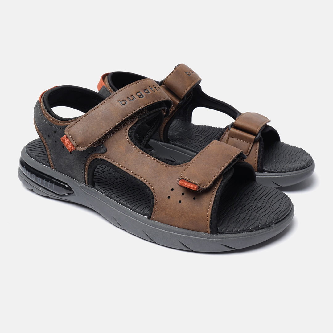 Comfortable Mens Sandals Bugatti Socotra Brown Premium Synthetic