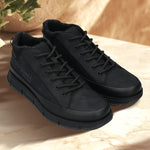 A black Men's bugatti Outdoor Sneakers featuring a round toe plain toe, zero heels heel. Made from synthetic with a durable eva outsole, this laces design offers both style and comfort.