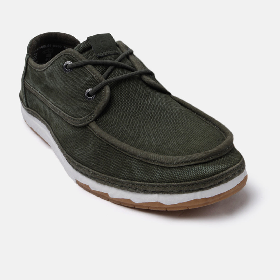 A green Men's bugatti Sneakers featuring a round plain toe, zero heels heel. Made from textile with a durable tpr outsole, this laces design offers both style and comfort.
