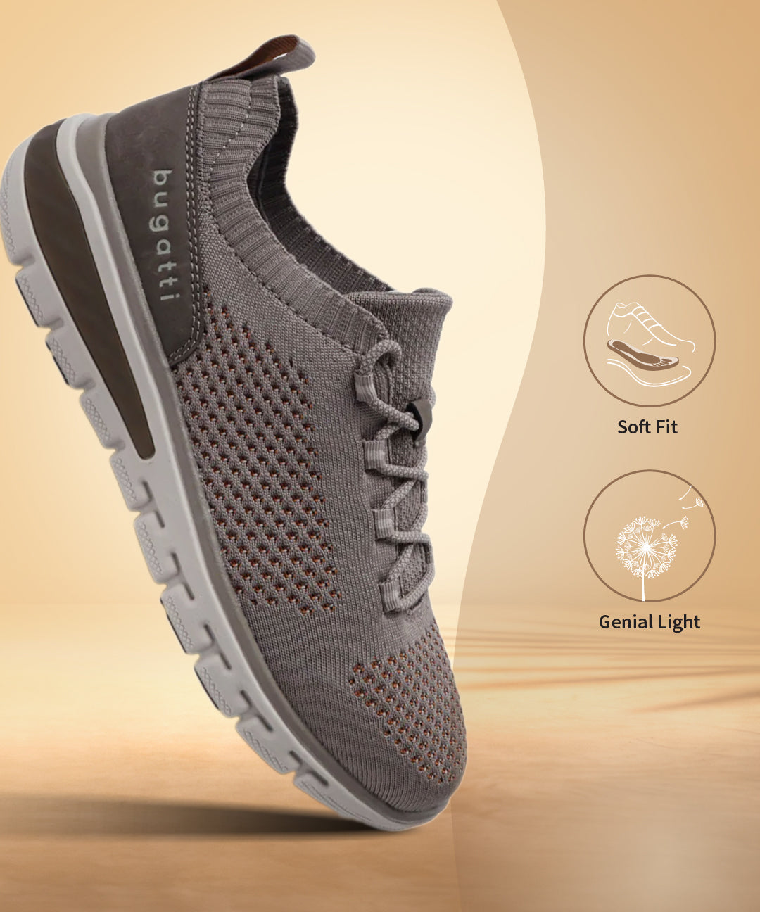 A beige Men's bugatti Sneakers featuring a round plain toe, zero heels heel. Made from textile with a durable eva outsole, this laces design offers both style and comfort.