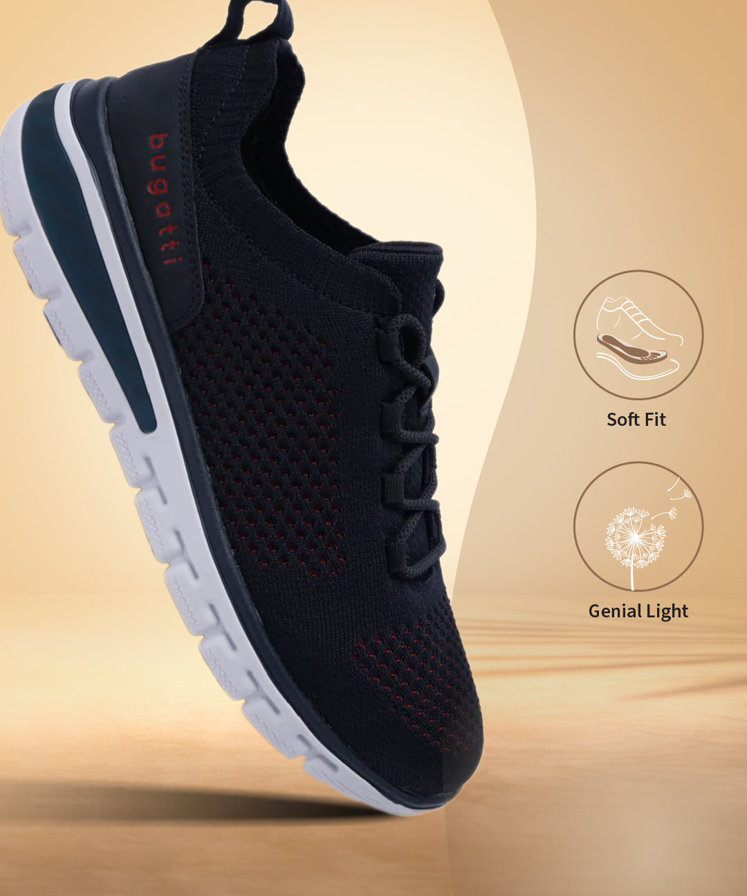 A blue Men's bugatti Sneakers featuring a round plain toe, zero heels heel. Made from textile with a durable eva outsole, this laces design offers both style and comfort.