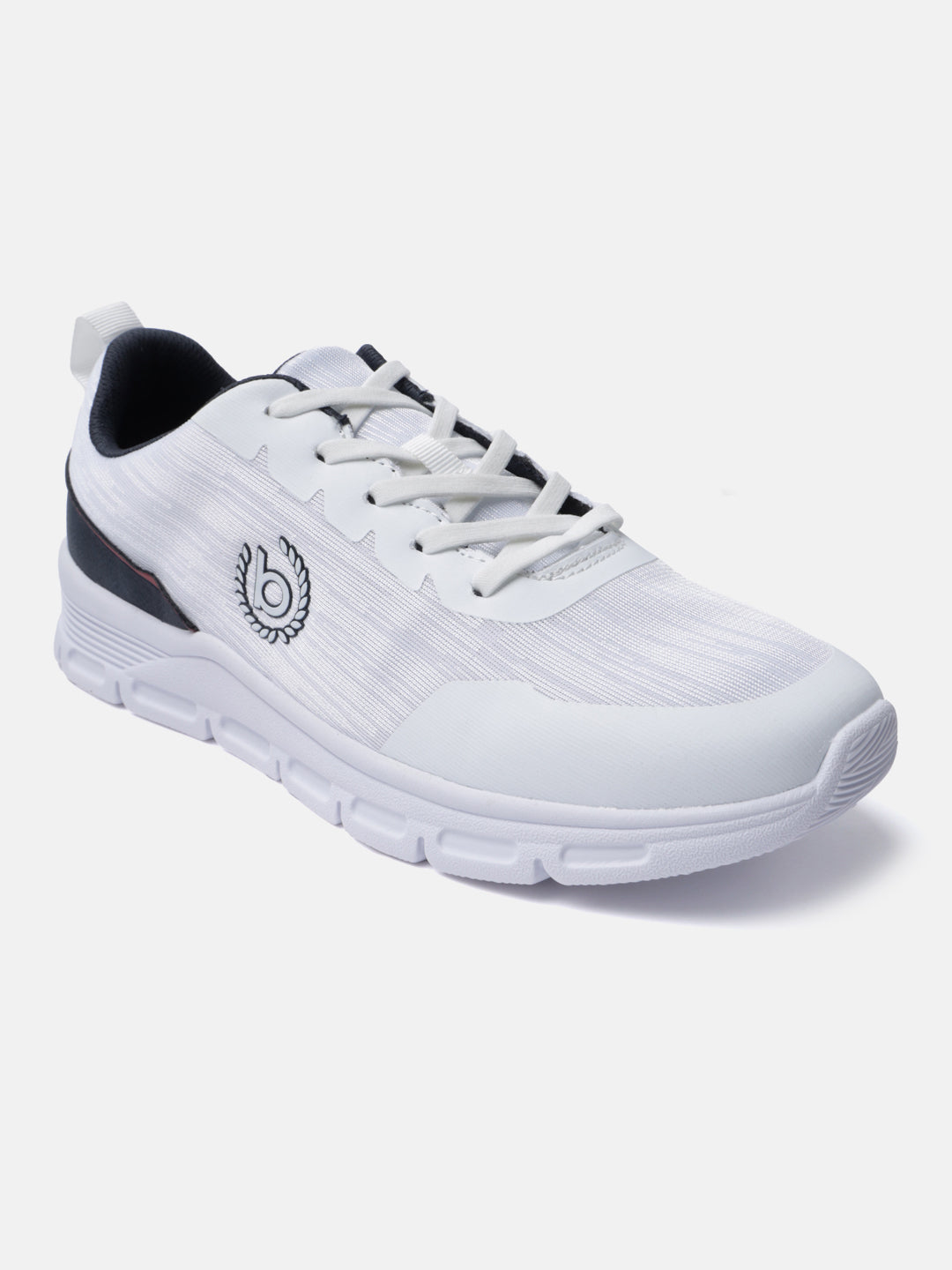 A white Men's bugatti Sneakers featuring a round plain toe, zero heels heel. Made from textile with a durable eva outsole, this laces design offers both style and comfort.
