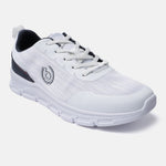 A white Men's bugatti Sneakers featuring a round plain toe, zero heels heel. Made from textile with a durable eva outsole, this laces design offers both style and comfort.