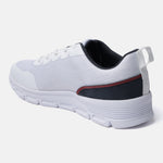 A white Men's bugatti Sneakers featuring a round plain toe, zero heels heel. Made from textile with a durable eva outsole, this laces design offers both style and comfort.