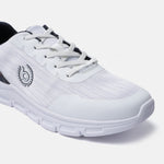 A white Men's bugatti Sneakers featuring a round plain toe, zero heels heel. Made from textile with a durable eva outsole, this laces design offers both style and comfort.