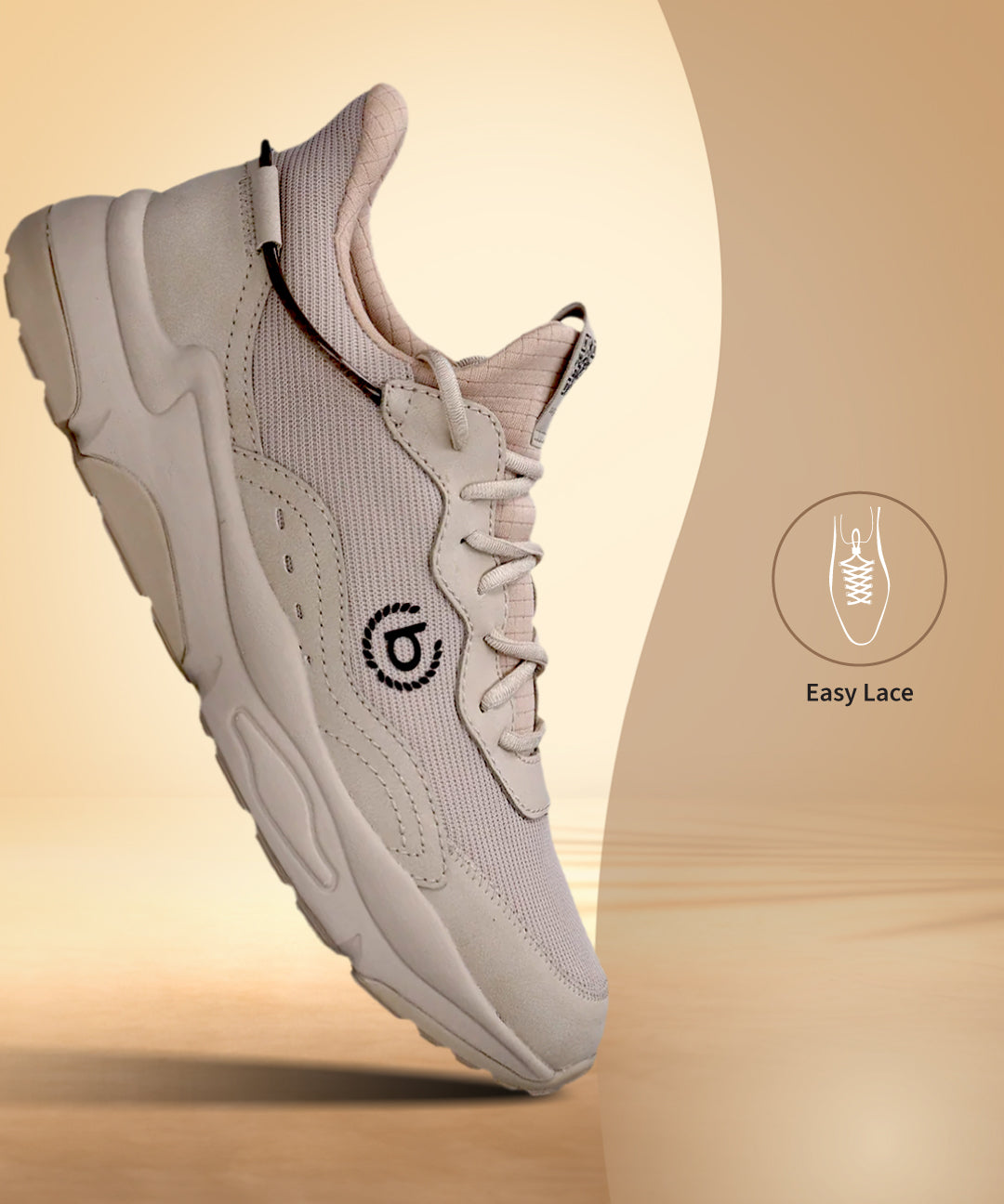 bugatti Adelson Sand Comfort Sneakers featuring a breathable upper and textured sole, shown in a side view.
