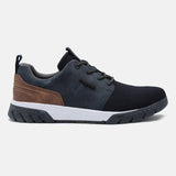 A blue Men's bugatti Sneakers featuring a round plain toe, zero heels heel. Made from textile with a durable eva outsole, this laces design offers both style and comfort.