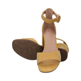 Vaiana Yellow Suede Leather Ankle Strap Heels