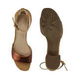 Vaiana Metallics & Cognac Suede Leather Ankle Strap Heels