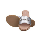 Inci Silver Leather Flat Sandals